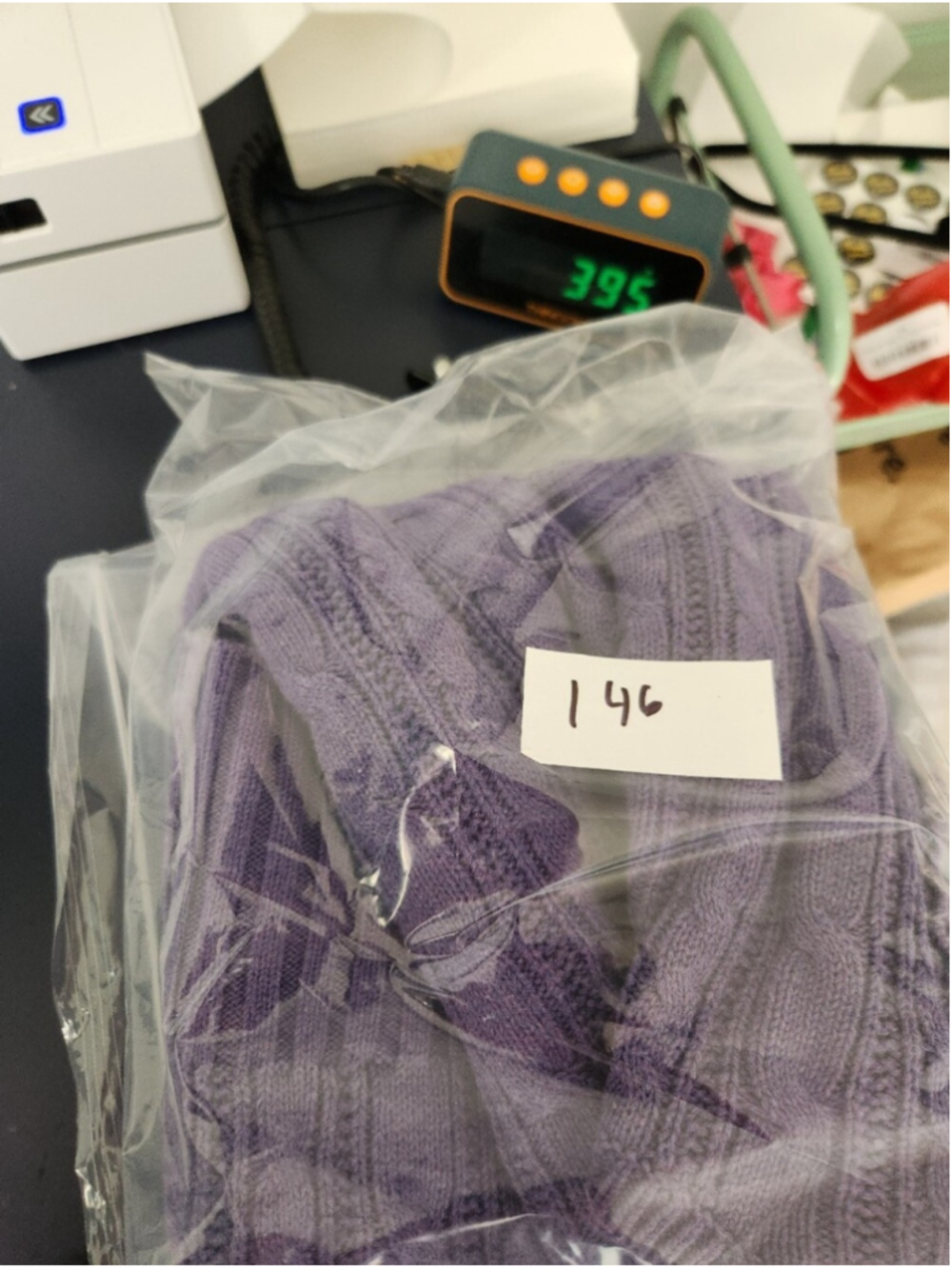 ASO Elena Gilbert Sz L Alt Y2K Purple Cotton Cable Knit Sweater Prep Old Money - Picture 11 of 11